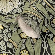 Pimpernel - LARGE - historical reconstructed heridamask wallpaper by William Morris - black sage antiqued restored reconstruction  art nouveau art deco background 