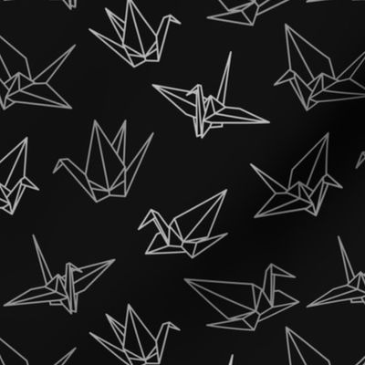  Black and white origami paper cranes