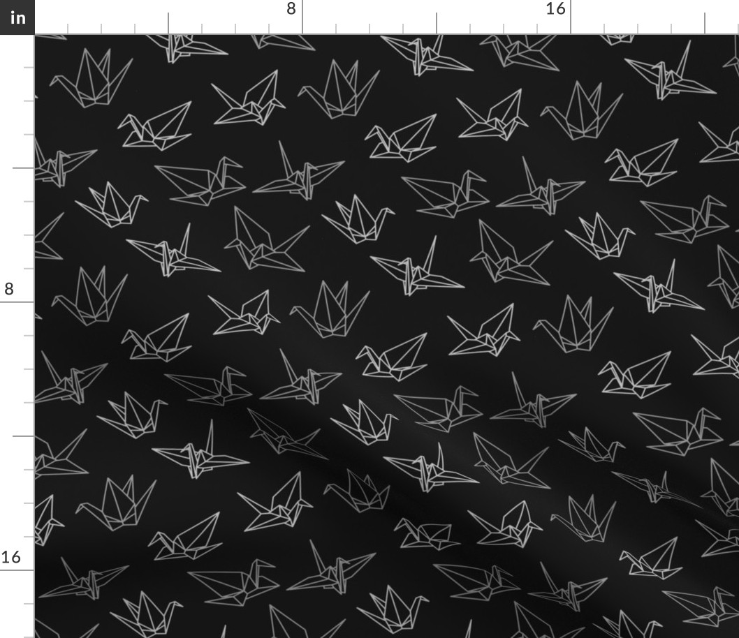  Black and white origami paper cranes