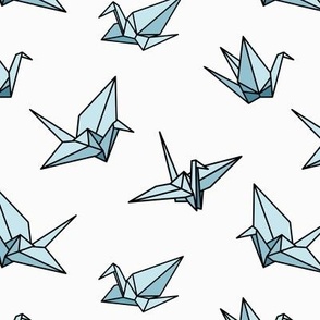 Blue hues origami paper cranes