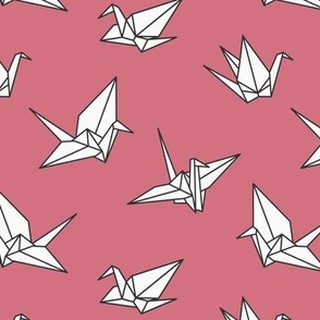 Origami paper cranes red