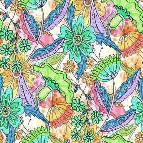 Bright Drawn Floral - med. 