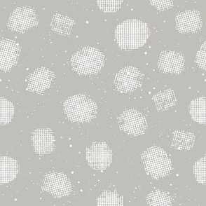 Spotted grey and white background. Geometric abstract pattern with hand drawn contour, line circles.