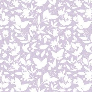 white silhouette florals lilac back