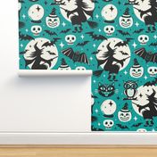 Witchy Wonders - Retro Halloween Teal Large Scale