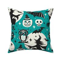 Witchy Wonders - Retro Halloween Teal Large Scale