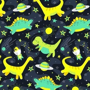 Space Dinosaurs (Small Lime, Yellow, Teal)