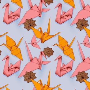 Tsuru origami seamless pattern