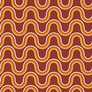 Retro waves Fall Brown Orange Yellow By Jac Slade