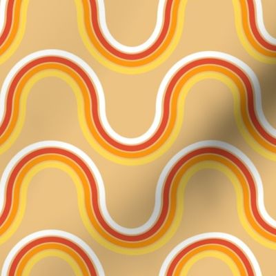 Retro waves Fall Brown red Orange Yellow By Jac Slade