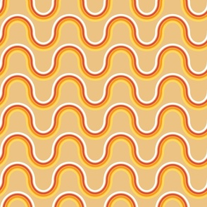 Retro waves Fall Brown red Orange Yellow By Jac Slade