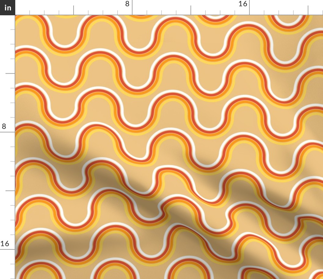 Retro waves Fall Brown red Orange Yellow By Jac Slade