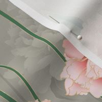 peonies art nouveau-grey background 