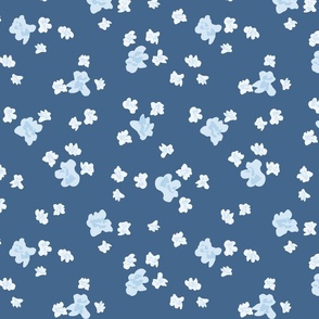 Sloppy flower blobs-navy blue and baby blue// medium scale 