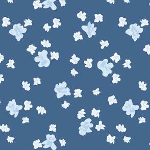 Sloppy flower blobs-navy blue and baby blue// big scale 