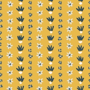 Ditsy stripe-yellow and navy// medium scale 