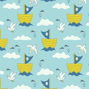 Boats Fabric, Wallpaper and Home Decor | Spoonflower
