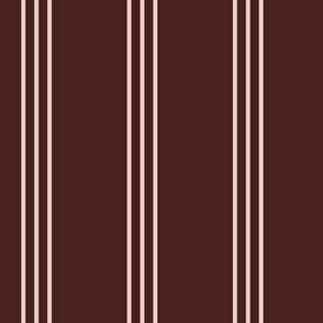 The minimalist classic triple stripes cottage country mudcloth style abstract baby nursery design in ivory on wine red winter burgundy