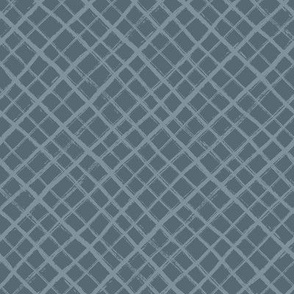 Diagonal Check Hand Drawn Lines / Slate Gray