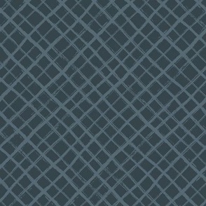 Diagonal Check Hand Drawn Lines / Dark Slate Gray