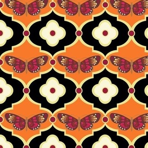 Butterflies and Floral Dots in Tangerine