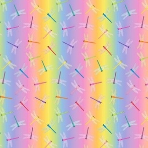 Multicolor Dragonflies on pastel rainbow 3-inch repeat