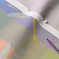 Multicolor Dragonflies on pastel rainbow 12-inch repeat