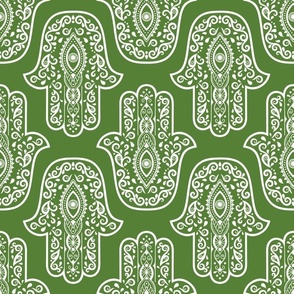 Large Scale Hamsa Hands in White and Green