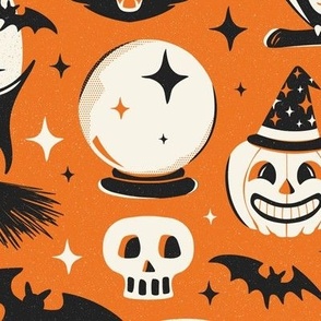 Witchy Wonders - Retro Halloween Orange Large Scale