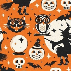 Witchy Wonders - Retro Halloween Orange Regular Scale