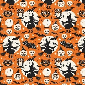 Witchy Wonders - Retro Halloween Orange Small Scale