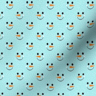 Small Scale Snowman Faces on Aqua