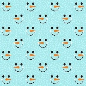 Small Scale Snowman Faces on Aqua