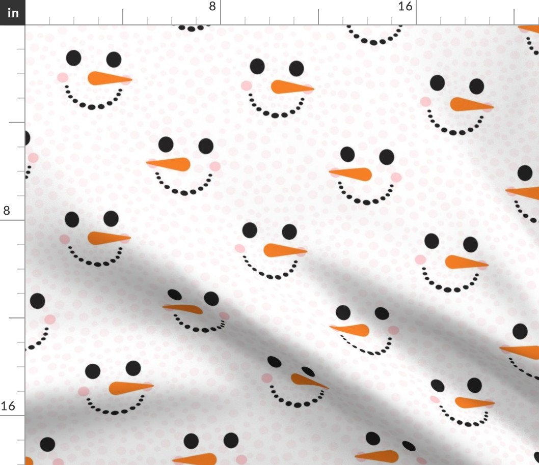 Large Scale Snowman Faces on White