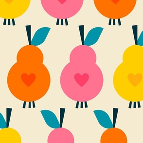 Happy-Retro-Heart-Pears---M---vintage-pink-orange-yellow---MEDIUM