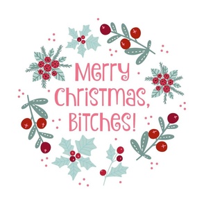 18x18 Pillow Panel Merry Christmas, Bitches! Sarcastic Sweary Holiday Humor for Throw Cushion Cover or Placemat