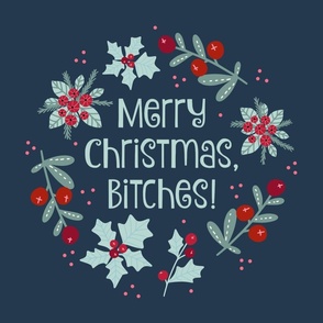 18x18 Pillow Panel Merry Christmas, Bitches! Sarcastic Sweary Holiday Humor for Throw Cushion Cover or Placemat 