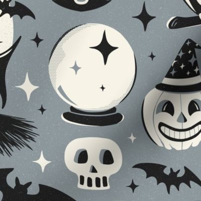 Witchy Wonders - Retro Halloween Gray Large Scale