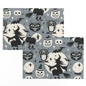 Witchy Wonders - Retro Halloween Gray Large Scale