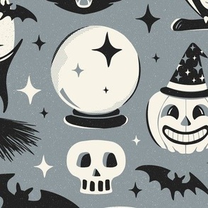 Witchy Wonders - Retro Halloween Gray Large Scale