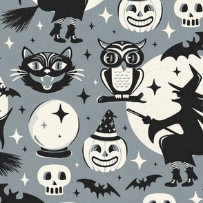 Witchy Wonders - Retro Halloween Gray Regular Scale