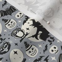 Witchy Wonders - Retro Halloween Grey Small Scale
