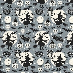 Witchy Wonders - Retro Halloween Grey Small Scale