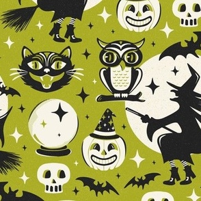 Witchy Wonders - Retro Halloween Lime Green Regular Scale