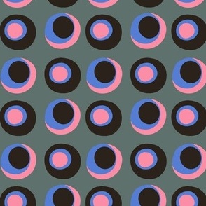 Blue Pink Black Retro Dots
