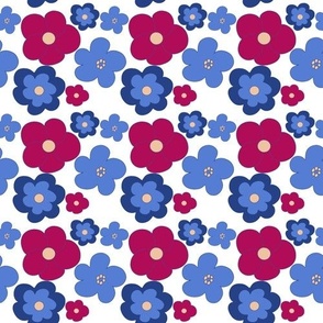 Red and Blue Retro Flowers