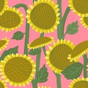 Sunflower Field on Candy Pink by Brittanylane