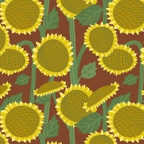 Sunflower Field on Pecan Brown by Brittanylane 