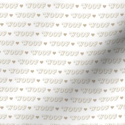 Woof Woof - dog lovers barking typography design for veterinarian tan beige on white
