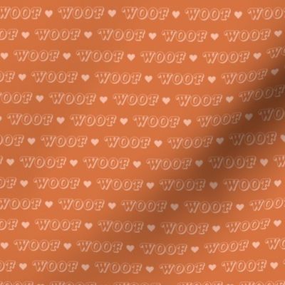 Woof Woof - dog lovers barking typography design for veterinarian seventies orange vintage palette